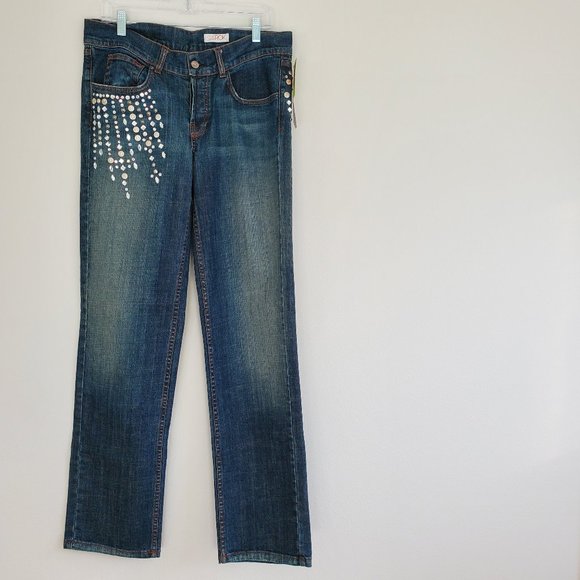 La Rok Rhinestone Jeans NWT Size 31 - Picture 1 of 9